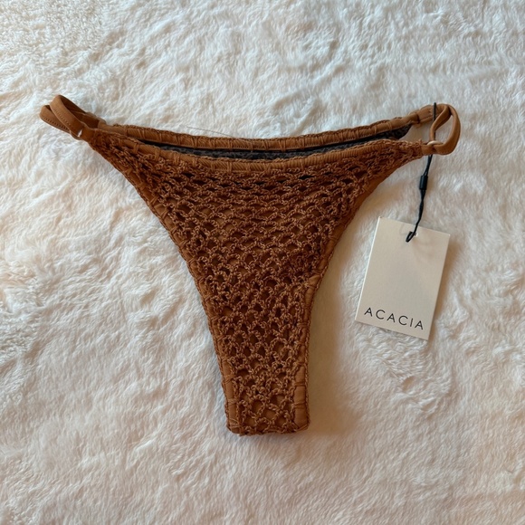 New! Acacia Neema Crochet Bikini Bottom in Tobacco 45547 - Picture 3 of 9